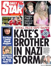 Daily Star (UK) Newspaper Front Page for 22 February 2019