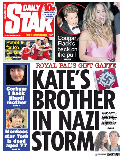 Daily Star Newspaper Front Page (UK) for 22 February 2019