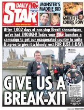 Daily Star (UK) Newspaper Front Page for 22 March 2019