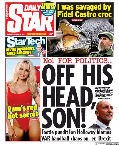 Daily Star Newspaper Front Page (UK) for 22 August 2019