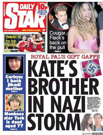 Daily Star Newspaper Front Page (UK) for 23 February 2019