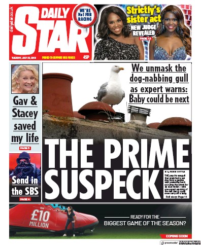 Daily Star Newspaper Front Page (UK) for 23 July 2019