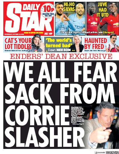 Daily Star Newspaper Front Page (UK) for 24 October 2018