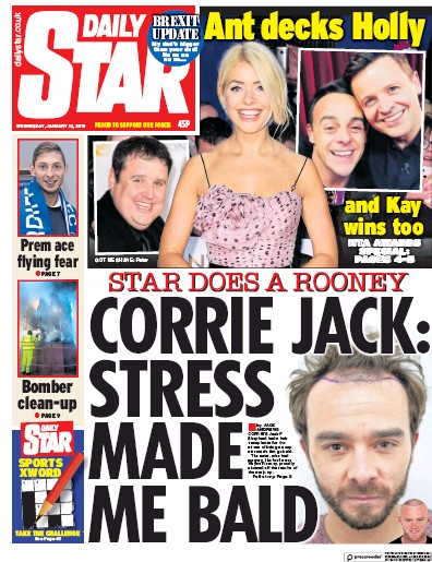 Daily Star Newspaper Front Page (UK) for 24 January 2019