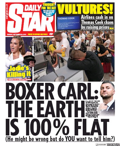 Daily Star Newspaper Front Page (UK) for 24 September 2019