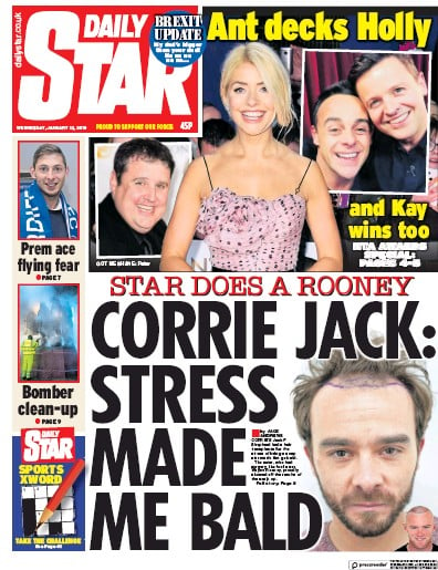 Daily Star Newspaper Front Page (UK) for 25 January 2019