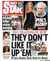 Daily Star (UK) Newspaper Front Page for 25 June 2019