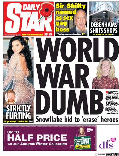 Daily Star Newspaper Front Page (UK) for 26 October 2018