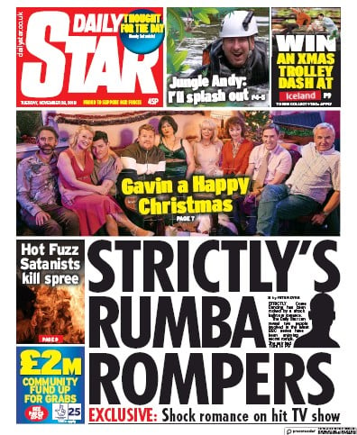 Daily Star Newspaper Front Page (UK) for 26 November 2019