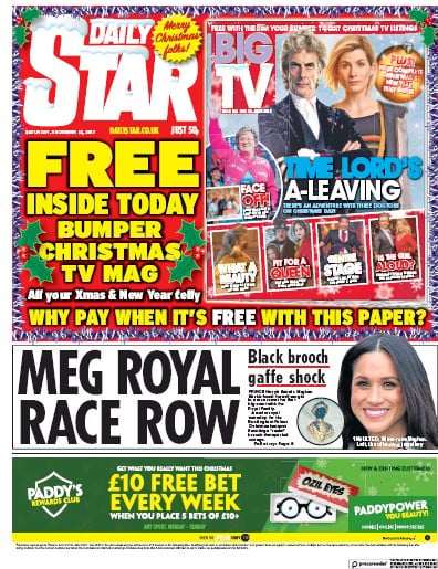 Daily Star Newspaper Front Page (UK) for 26 December 2017