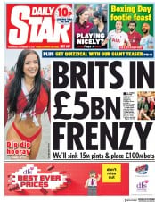 Daily Star (UK) Newspaper Front Page for 26 December 2018