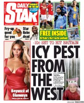 Daily Star (UK) Newspaper Front Page for 27 January 2020
