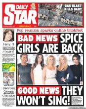 Daily Star Newspaper Front Page (UK) for 27 June 2012