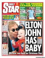 Daily Star (UK) Newspaper Front Page for 29 December 2010