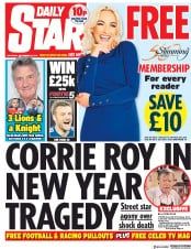 Daily Star (UK) Newspaper Front Page for 29 December 2018