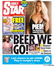 Daily Star (UK) Newspaper Front Page for 29 June 2019