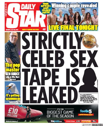 Daily Star Newspaper Front Page (UK) for 29 July 2019