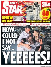 Daily Star (UK) Newspaper Front Page for 2 November 2018