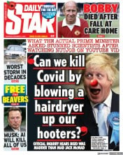 Daily Star (UK) Newspaper Front Page for 2 November 2023