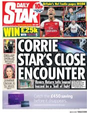 Daily Star (UK) Newspaper Front Page for 2 January 2019