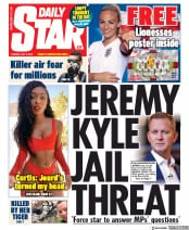 Daily Star (UK) Newspaper Front Page for 2 July 2019