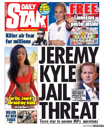 Daily Star Newspaper Front Page (UK) for 2 July 2019
