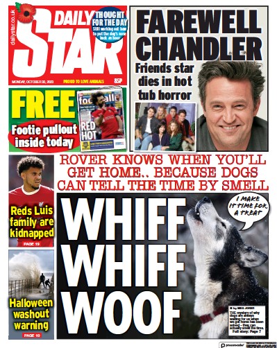 Daily Star Newspaper Front Page (UK) for 30 October 2023
