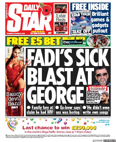 Daily Star Newspaper Front Page (UK) for 31 October 2019
