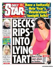 Daily Star Newspaper Front Page (UK) for 31 December 2010
