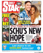 Daily Star (UK) Newspaper Front Page for 31 July 2019
