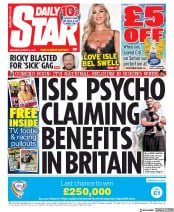 Daily Star (UK) Newspaper Front Page for 31 August 2019