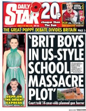 Daily Star (UK) Newspaper Front Page for 3 November 2017