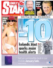 Daily Star (UK) Newspaper Front Page for 3 January 2019