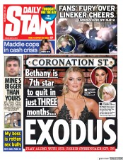 Daily Star (UK) Newspaper Front Page for 3 May 2019