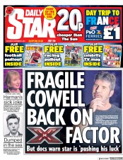 Daily Star (UK) Newspaper Front Page for 4 November 2017