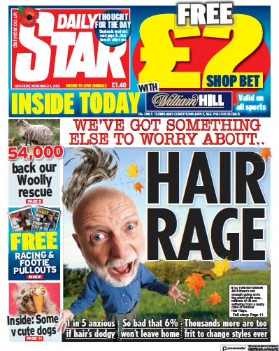 Daily Star Newspaper Front Page (UK) for 4 November 2023
