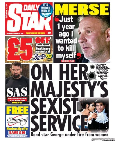 Daily Star Newspaper Front Page (UK) for 4 January 2020