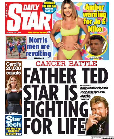 Daily Star Newspaper Front Page (UK) for 4 July 2019