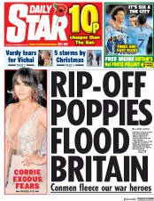 Daily Star (UK) Newspaper Front Page for 5 November 2018