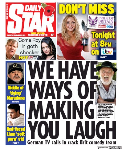 Daily Star Newspaper Front Page (UK) for 5 November 2019