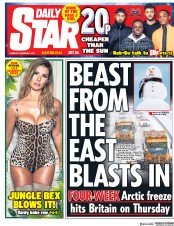Daily Star (UK) Newspaper Front Page for 5 December 2017