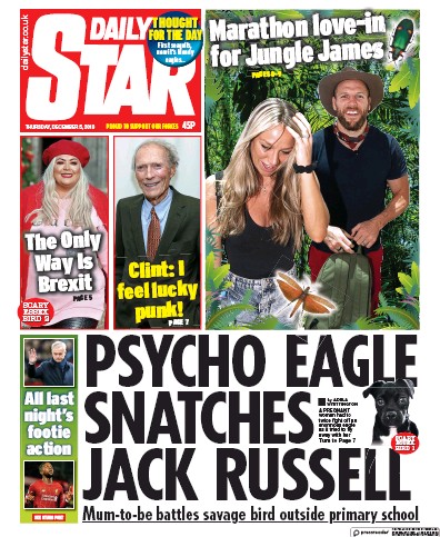 Daily Star Newspaper Front Page (UK) for 5 December 2019