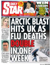 Daily Star (UK) Newspaper Front Page for 5 January 2018