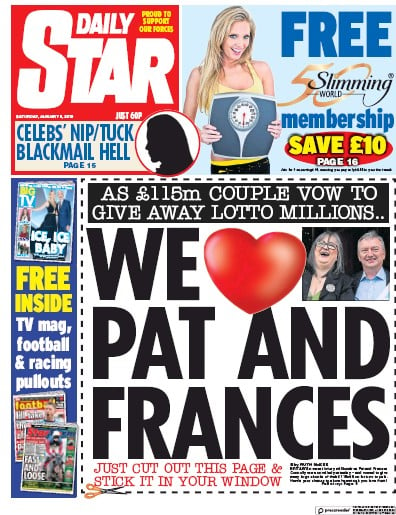 Daily Star Newspaper Front Page (UK) for 5 January 2019
