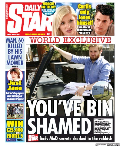 Daily Star Newspaper Front Page (UK) for 5 July 2019