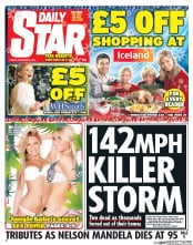 Daily Star Newspaper Front Page (UK) for 6 December 2013