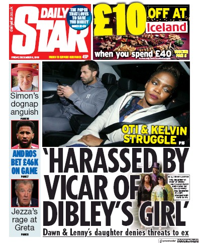 Daily Star Newspaper Front Page (UK) for 6 December 2019