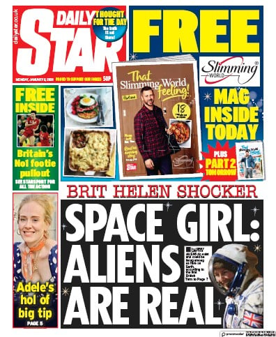 Daily Star Newspaper Front Page (UK) for 6 January 2020
