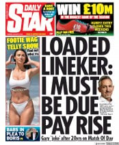 Daily Star (UK) Newspaper Front Page for 6 August 2019