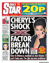 Daily Star Newspaper Front Page (UK) for 7 December 2010